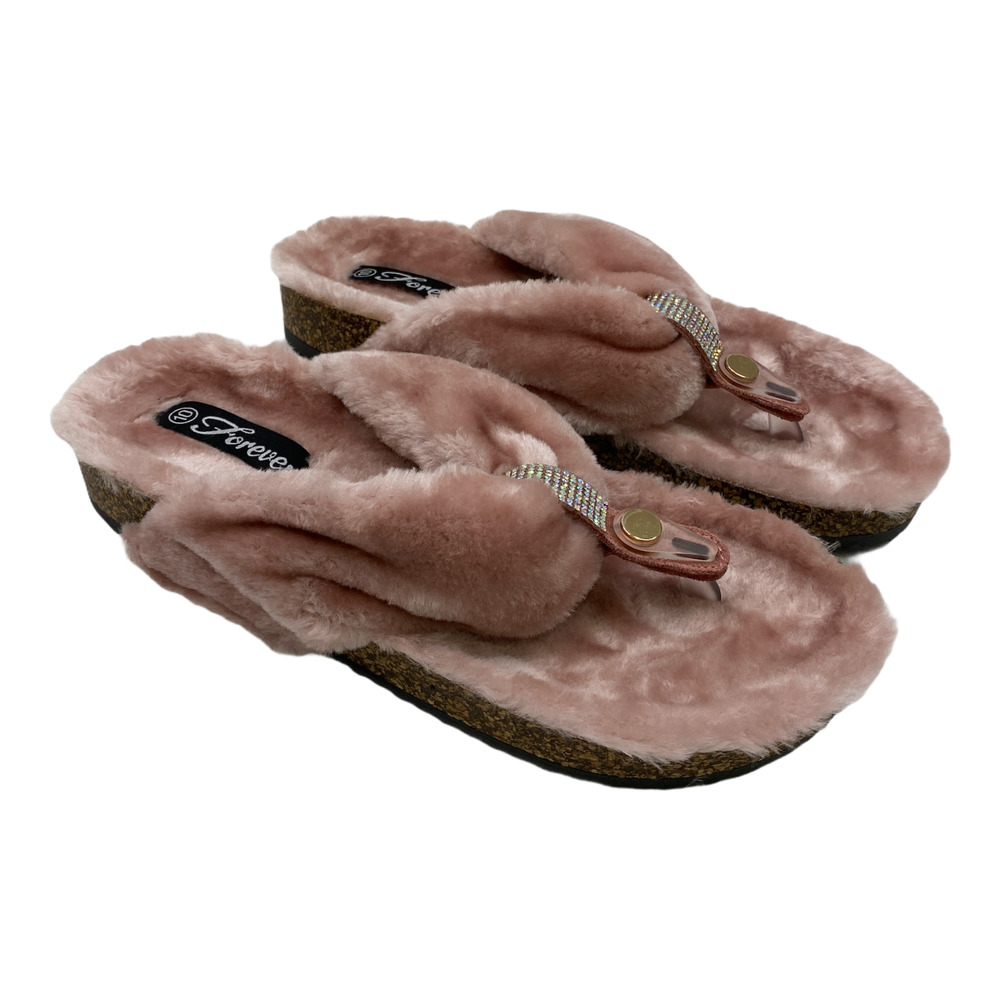 Forever Faux-Fur BENEFIT Flip Flops Sz10